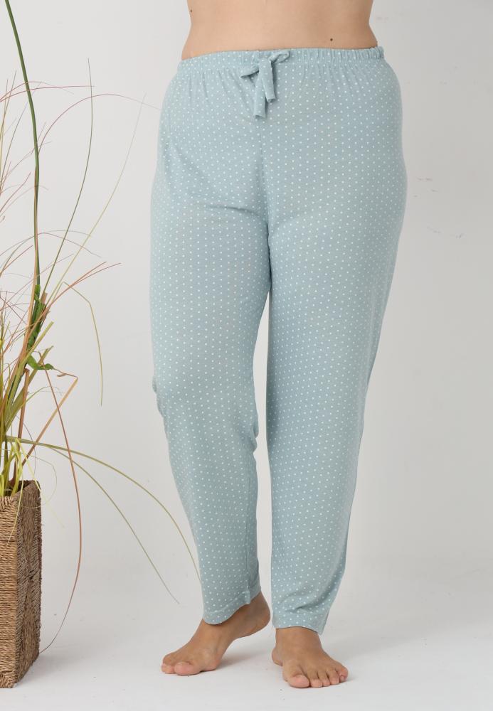 Pantaloni de Pijama Dama Lungi,Big Size,Culoare Verde cu Buline,Engros